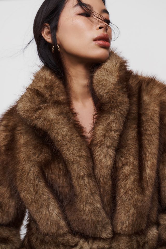 Avec Les Filles Faux Fur Funnel Neck Coat #2