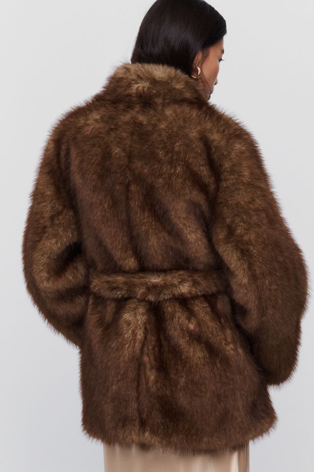 Avec Les Filles Faux Fur Funnel Neck Coat #3
