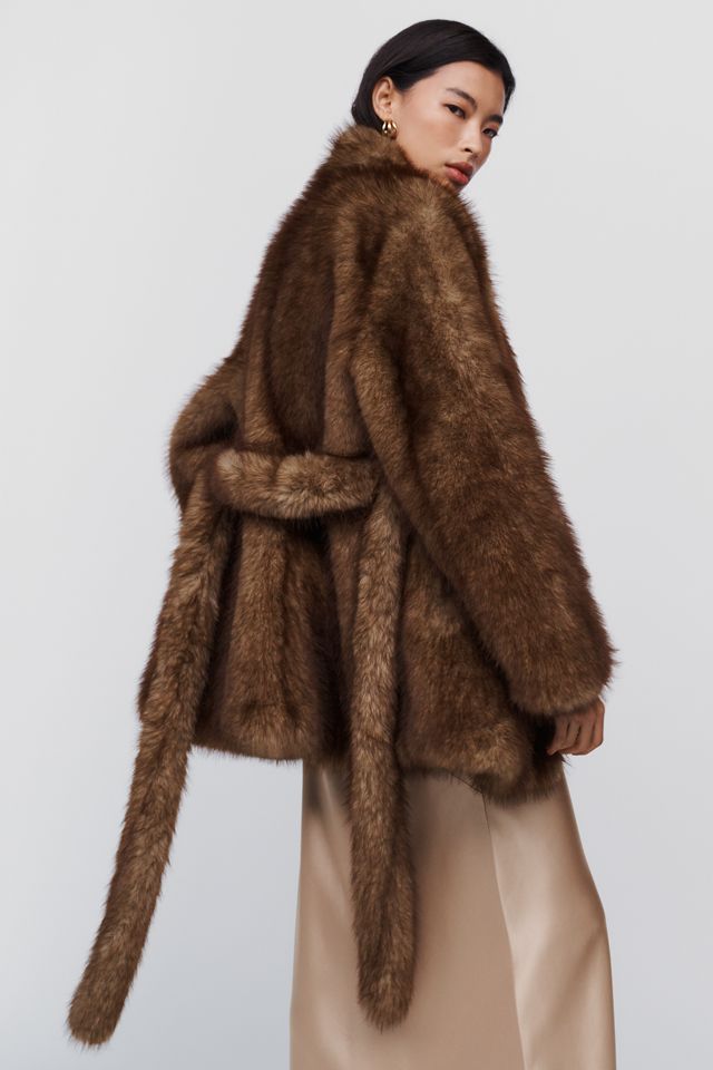 Avec Les Filles Faux Fur Funnel Neck Coat #4