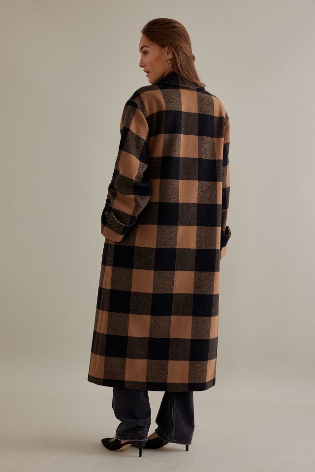 Selected femme check on sale wool wrap coat