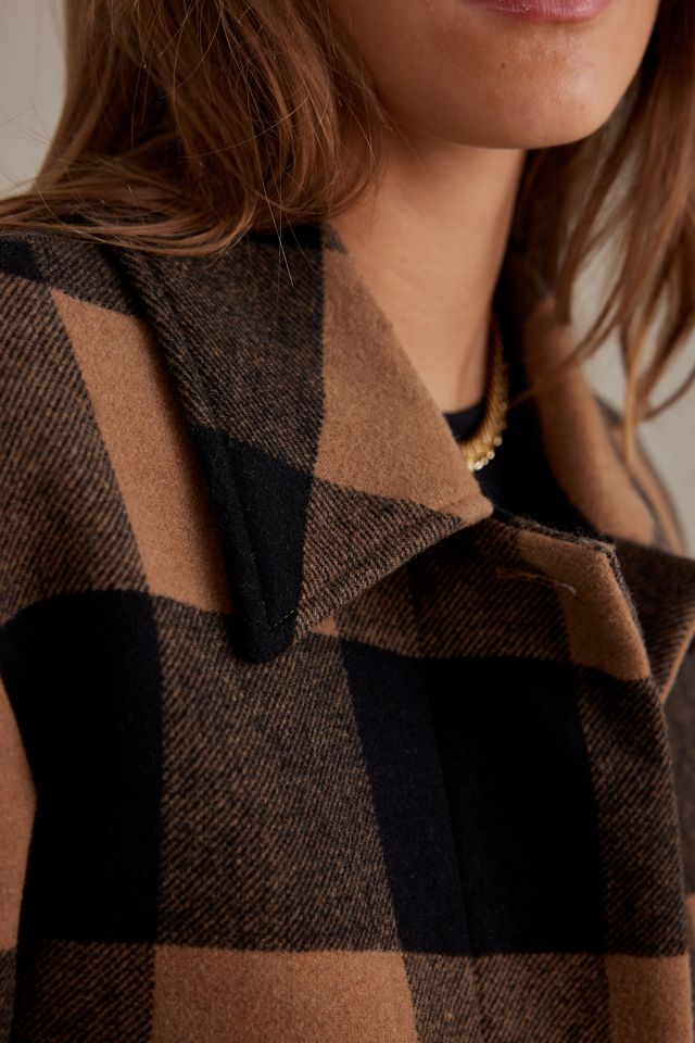 Selected Femme Evana Gingham Wool-Blend Longline Coat #6