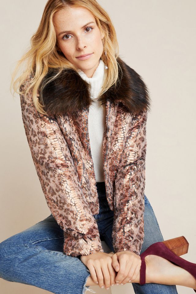 Anthropologie faux outlet fur jacket