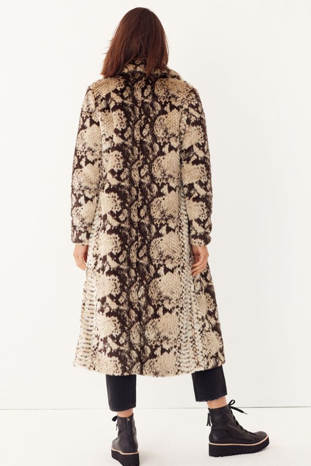Ajana Snake-Printed Faux Fur Coat #1