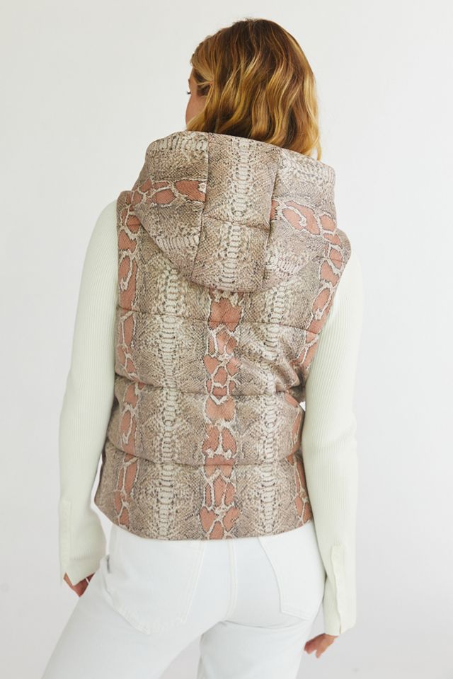 Snake-Printed Hoodie Puffer Vest #2