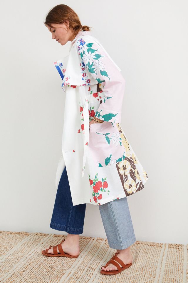 Anthropologie floral trench outlet coat