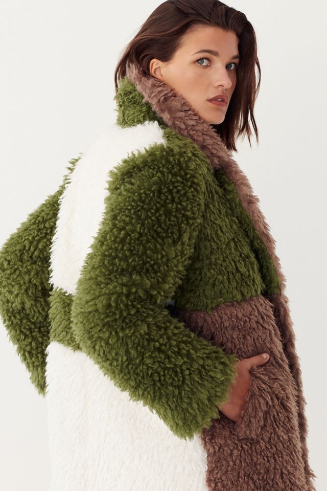 Audrey Colorblocked Faux Fur Coat #3