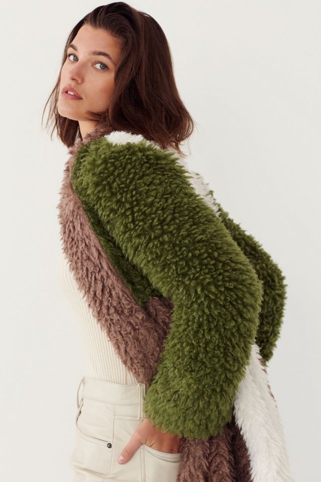 Audrey Colorblocked Faux Fur Coat #1