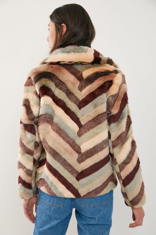 Chevron Faux Fur Jacket | Anthropologie