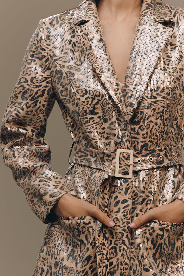 Hutch Hana Sequin Leopard Belted Coat #2