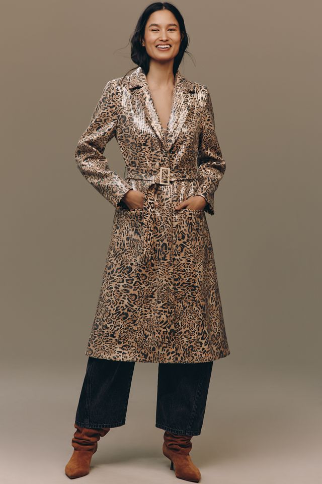 Hutch Hana Sequin Leopard Belted Coat #3