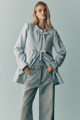 Hutch Bow-front Coat Jacket In Blue