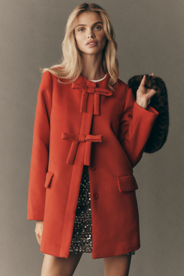 Hutch Bow-front Coat Jacket In Red