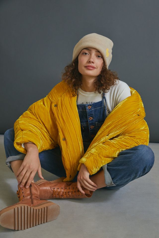 Saffron Velvet Puffer Jacket #4