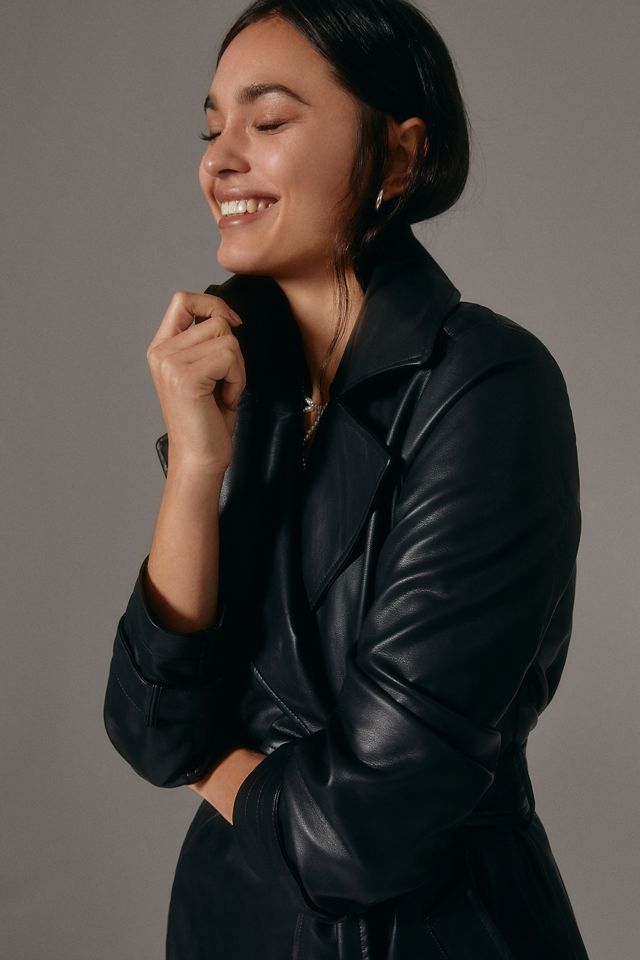 Noize Alizeh Faux Leather Trench Coat #1