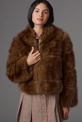 Apparis Sai Faux-fur Coat Jacket In Brown