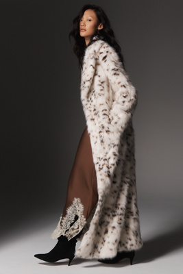 Apparis Gabrielle Snow Leopard Faux-fur Coat Jacket In Neutral