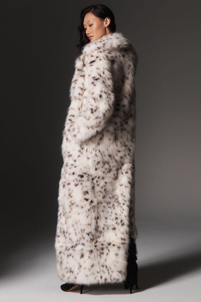 APPARIS Gabrielle Snow Leopard Faux-Fur Coat #1