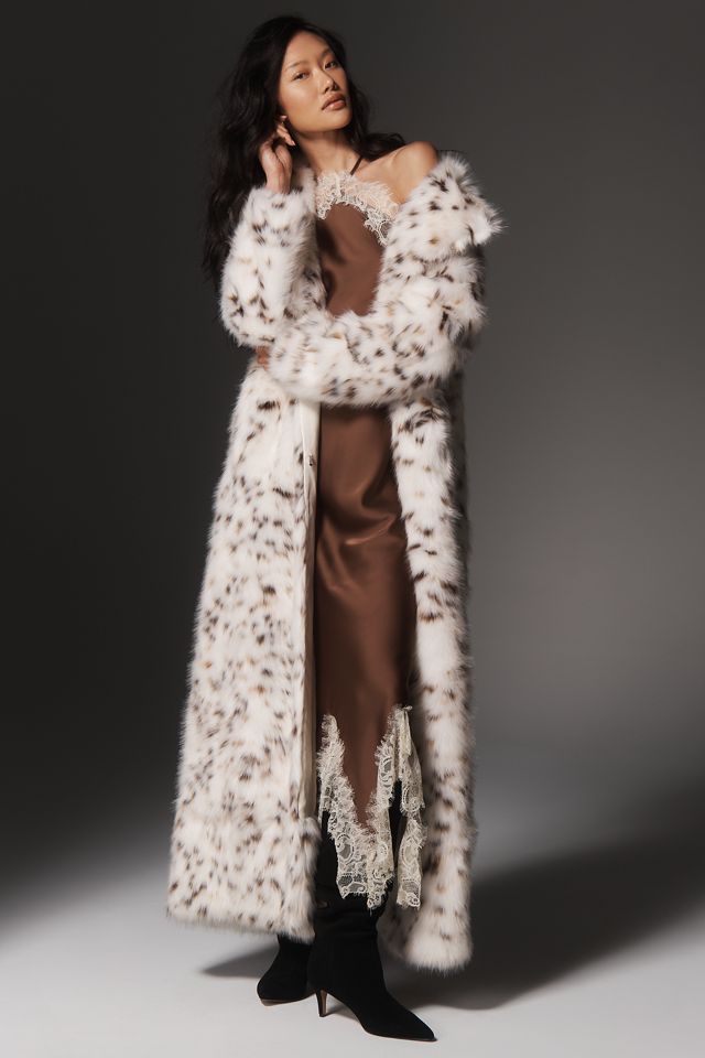 APPARIS Gabrielle Snow Leopard Faux-Fur Coat #3