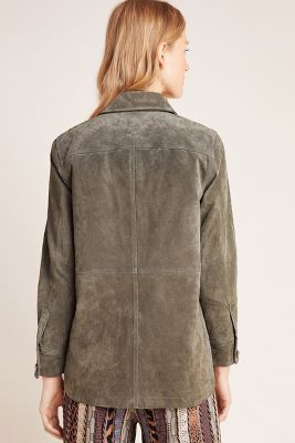 anthropologie green suede jacket