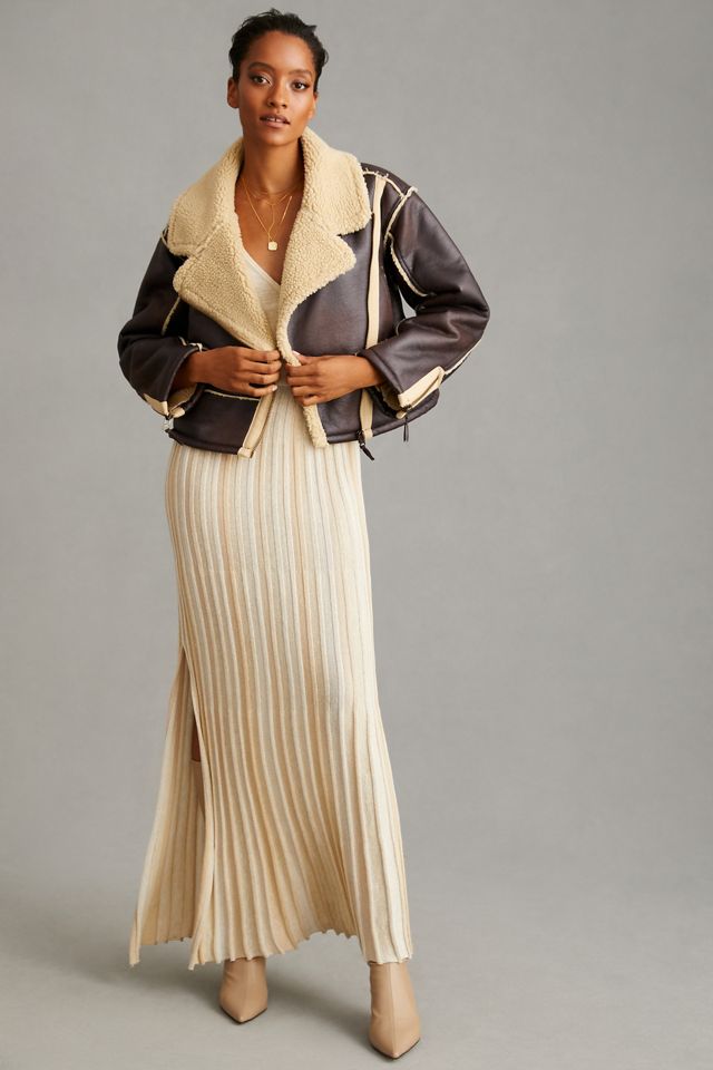 Pilcro Faux Leather Sherpa-Lined Jacket #3