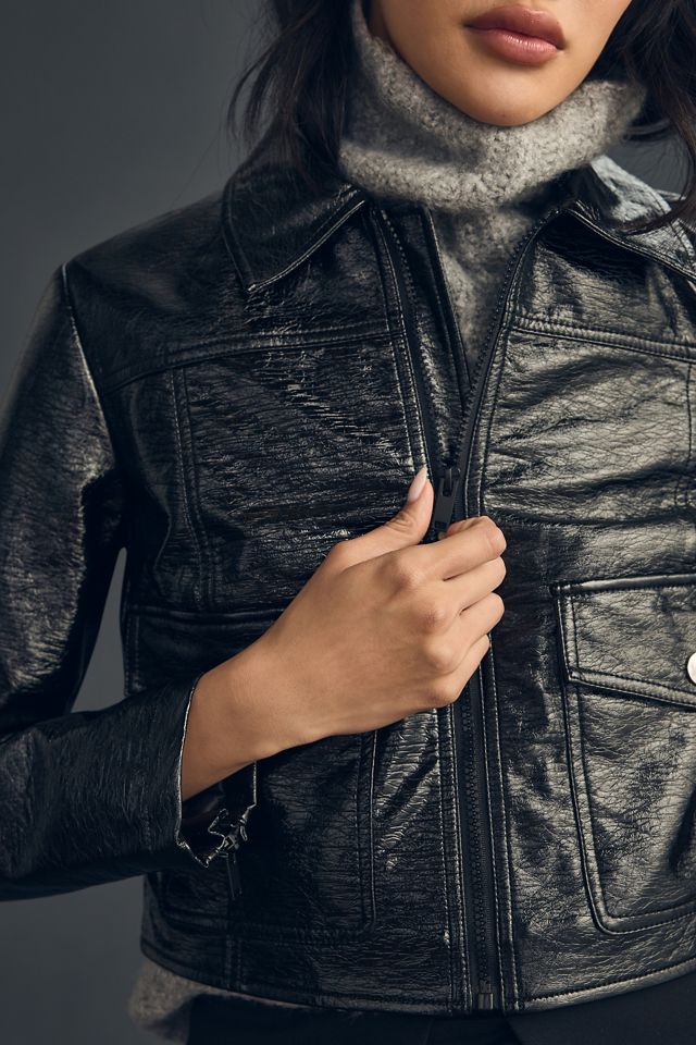 Maeve Faux Leather Crop Jacket #3