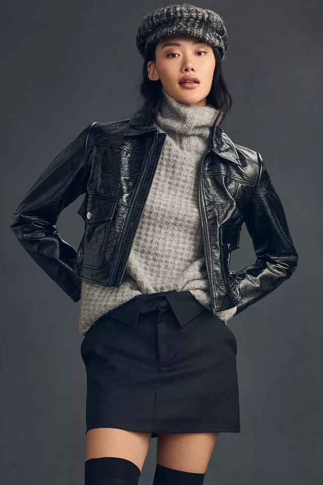 Maeve Faux Leather Crop Jacket