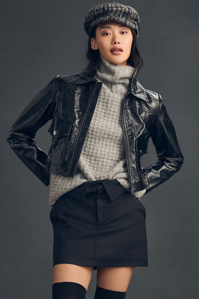 Anthropologie black leather clearance jacket