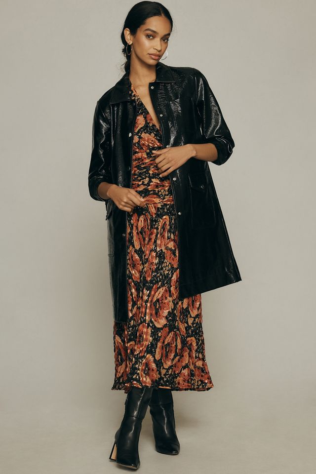 Maeve Crinkled Faux Leather Car Coat Anthropologie