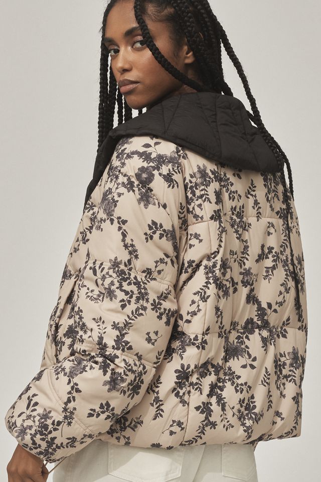 By Anthropologie Peter Pan Collar Printed Puffer Coat #2