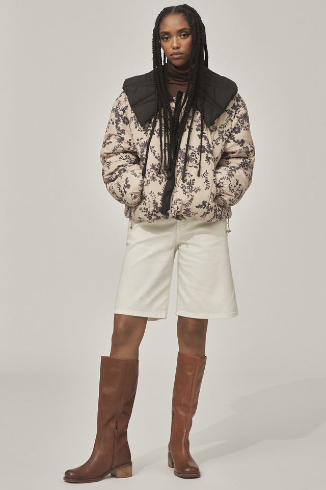 By Anthropologie Peter Pan Collar Printed Puffer Coat #3