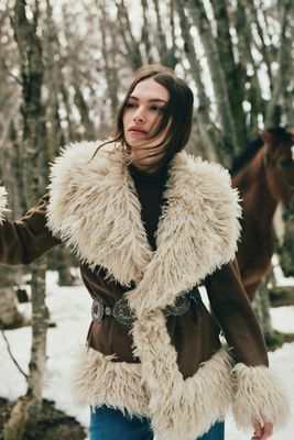 Maeve Belted Faux-Fur Coat