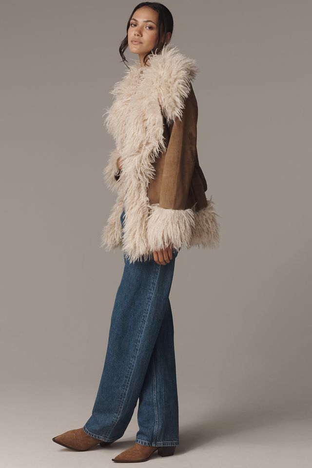 Maeve Belted Faux-Fur Coat #3