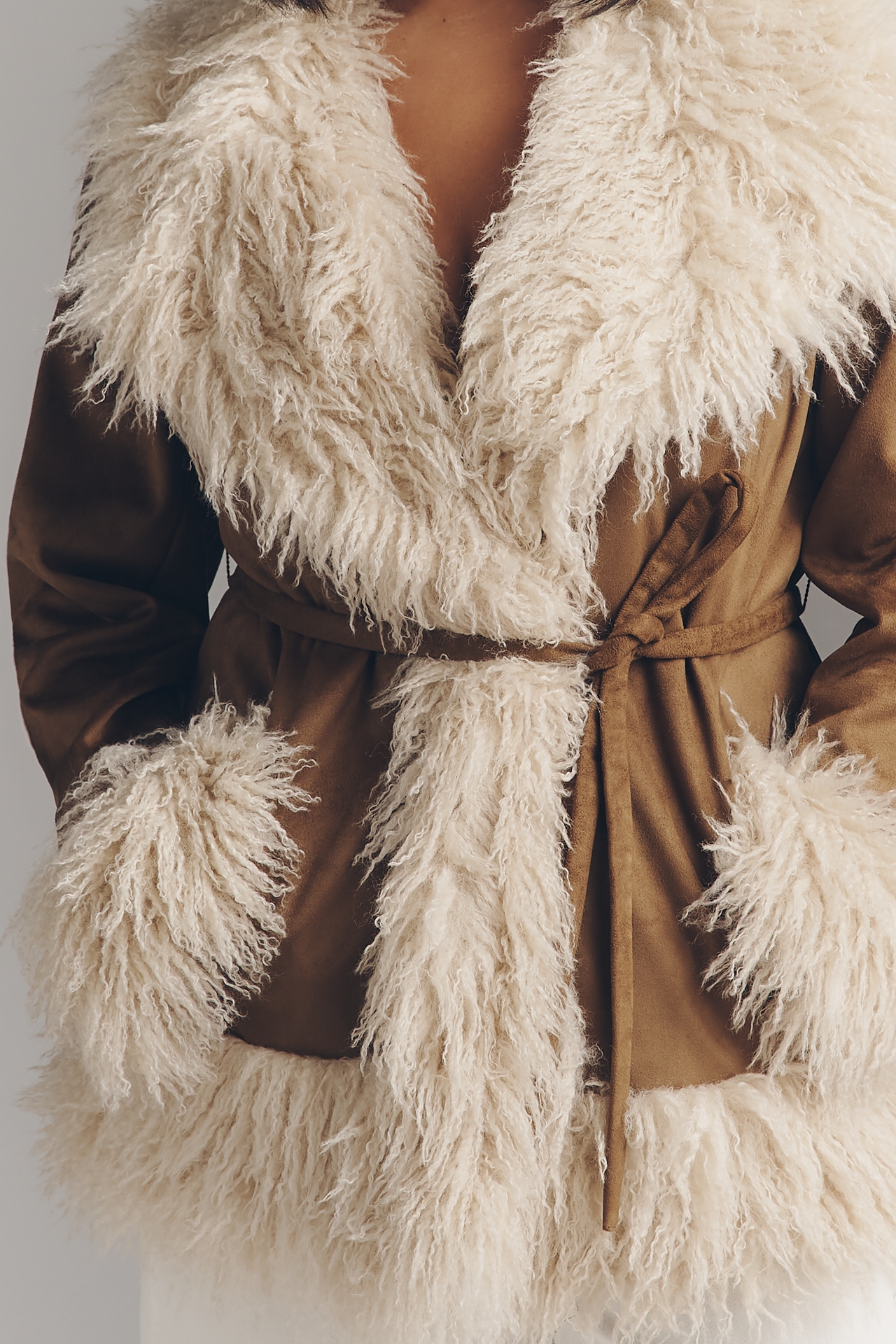 Maeve Belted Faux Fur Coat