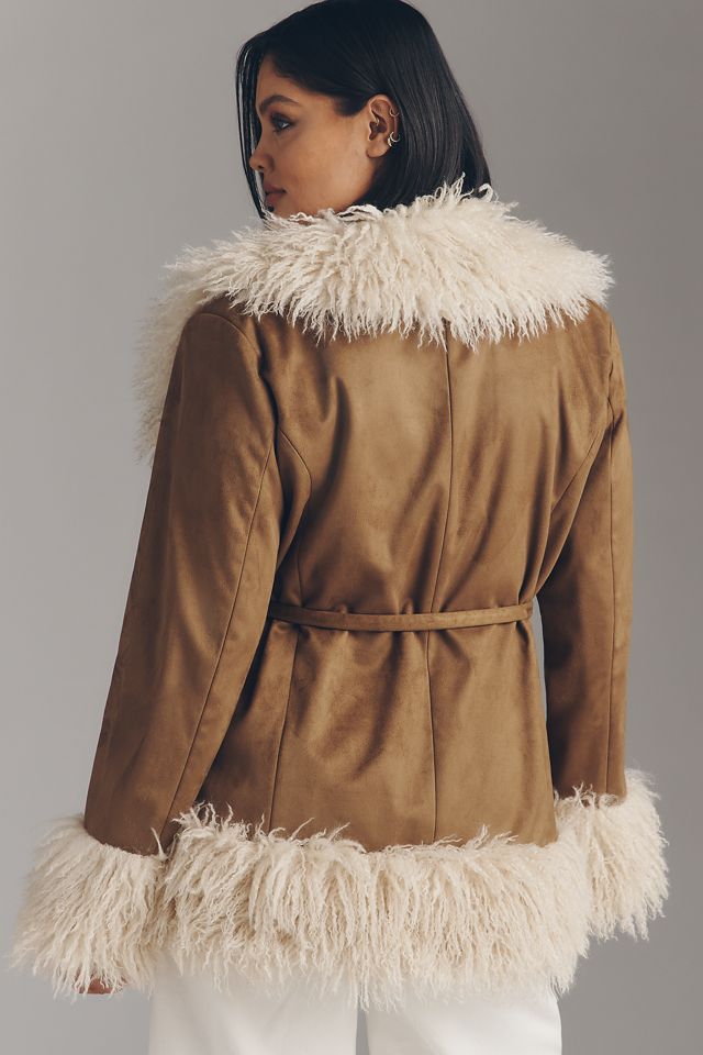 Maeve Belted Faux-Fur Coat #7