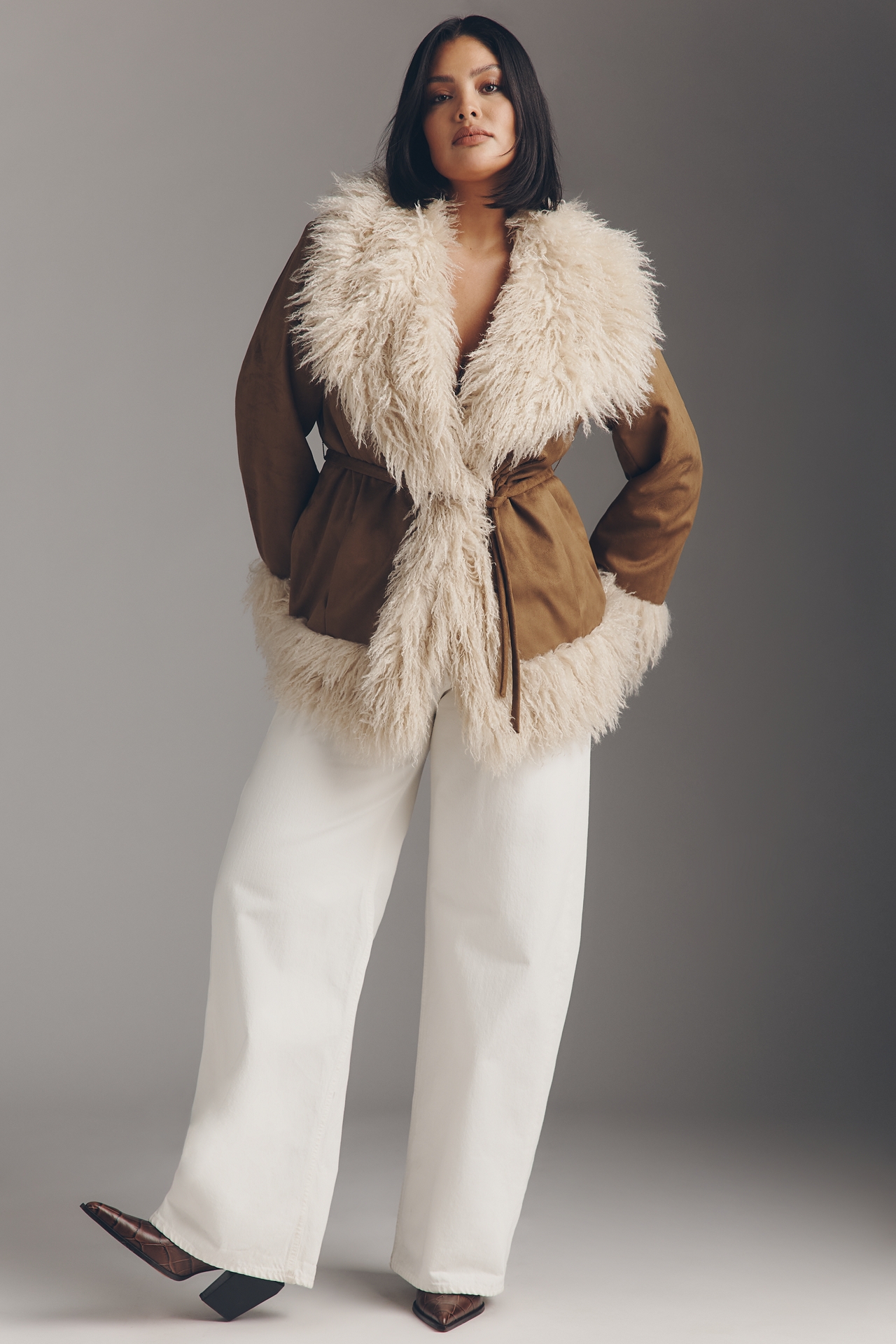 Maeve Belted Faux Fur Coat