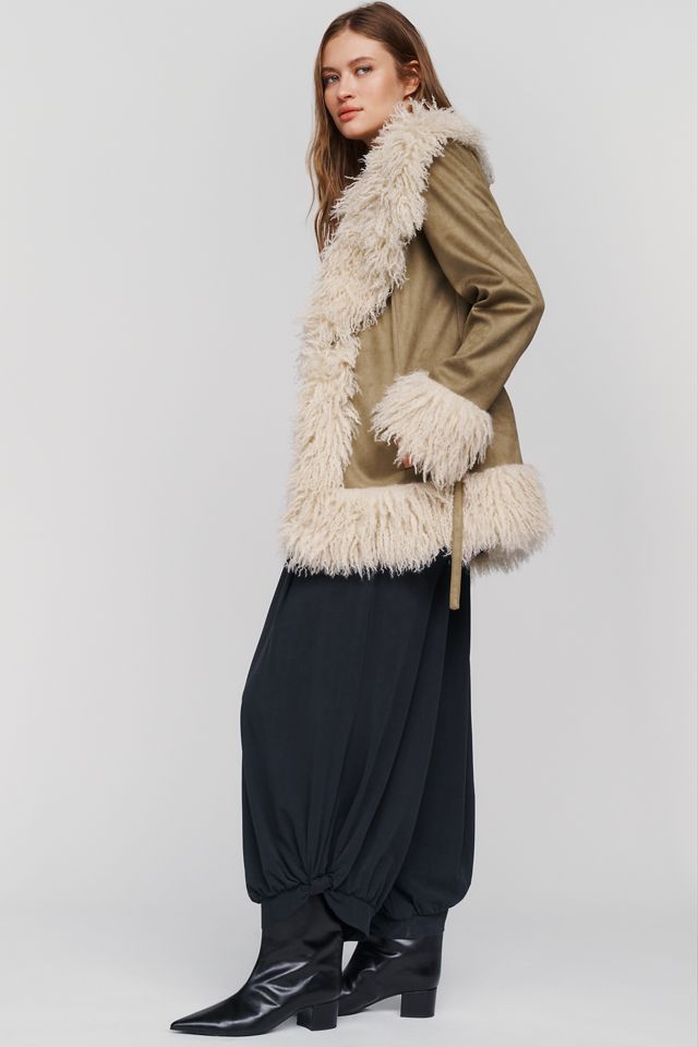 Maeve Belted Faux Fur Coat #1