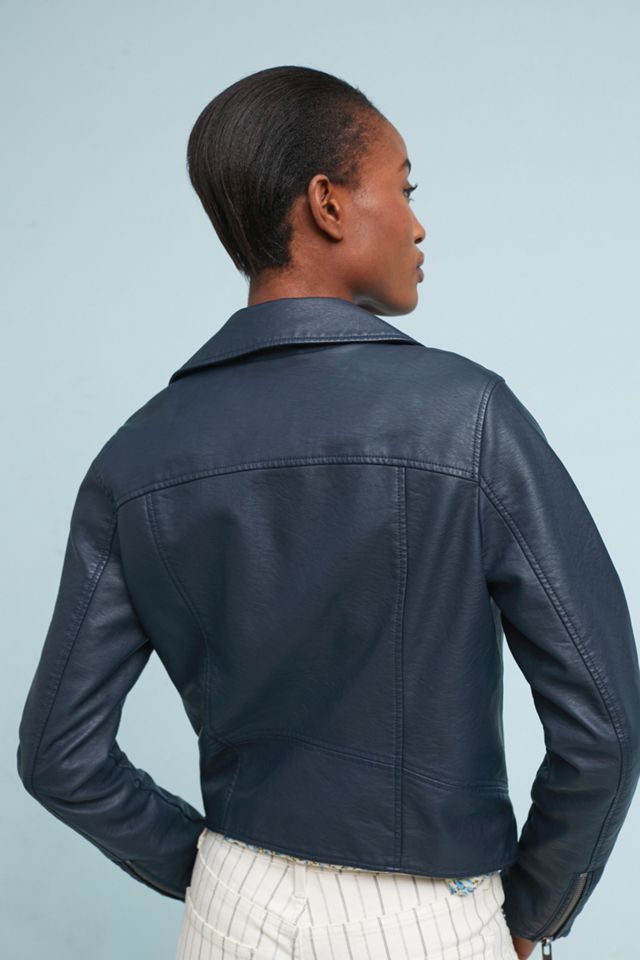 Shrunken Vegan Leather Moto Jacket #1