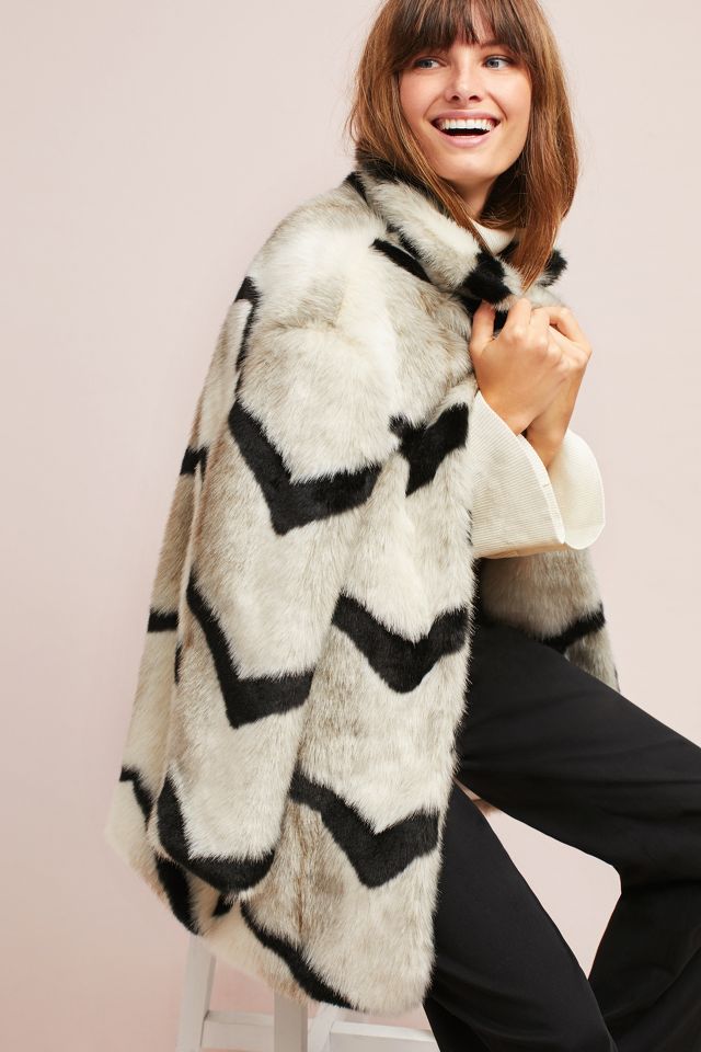 Chevron faux fur coat on sale anthropologie