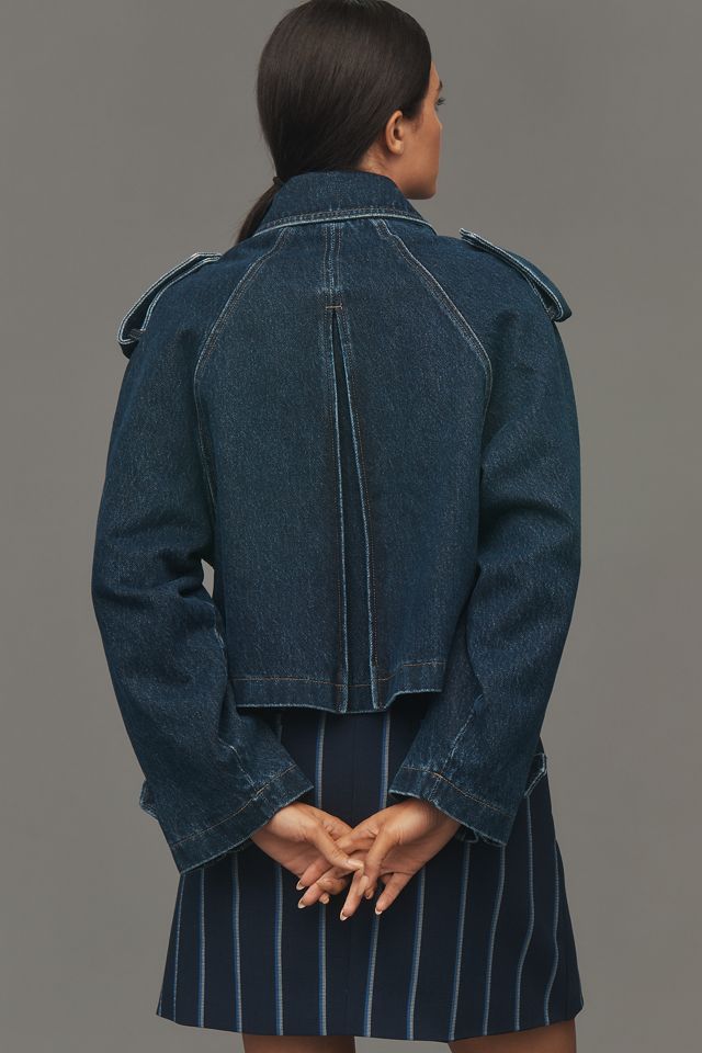 Closed Cropped Denim Trench Coat #1