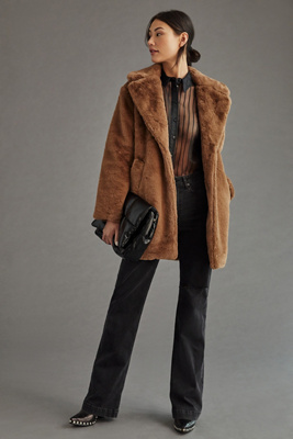 Lamarque Linnea Faux Fur Jacket In Brown
