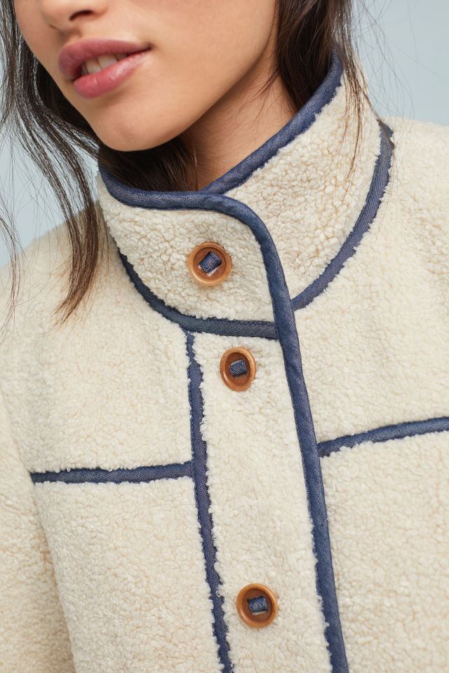 Anthropologie piped 2025 sherpa jacket