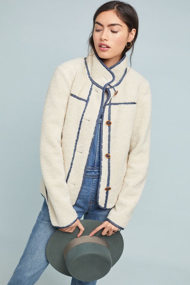 Anthropologie piped 2025 sherpa jacket