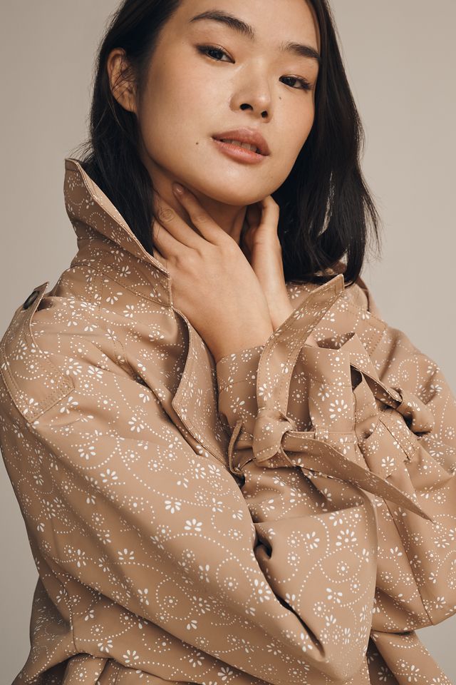 By Anthropologie Floral Cutwork Crop Trench Jacket #3