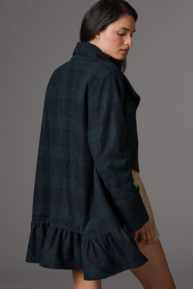 By Anthropologie Flounce Hem Wool Blend Peacoat #2