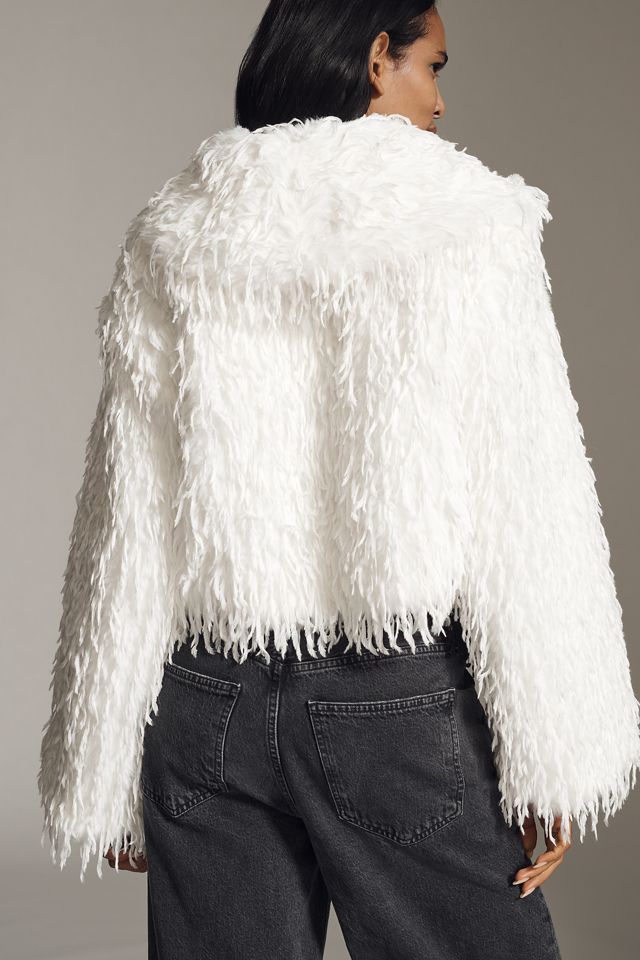 By Anthropologie Faux-Feather Fuzzy Crop Jacket #2