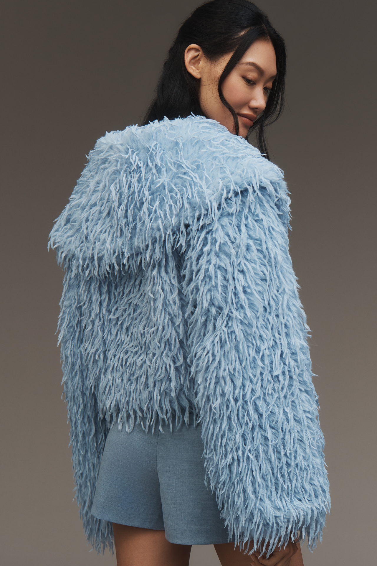 By Anthropologie Faux-Feather Fuzzy Crop Jacket