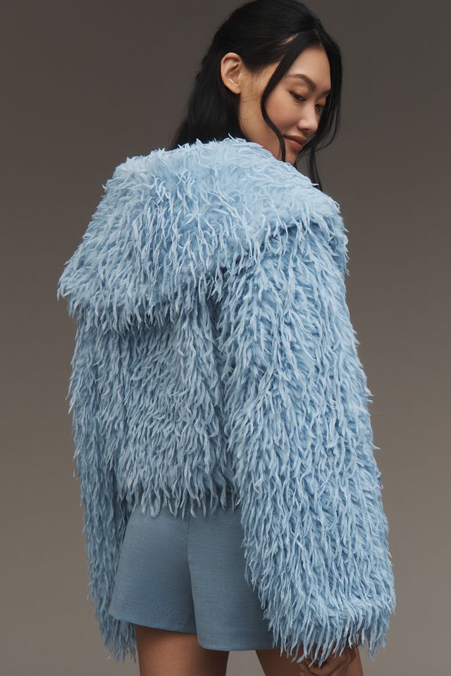 By Anthropologie Faux-Feather Fuzzy Crop Jacket #2