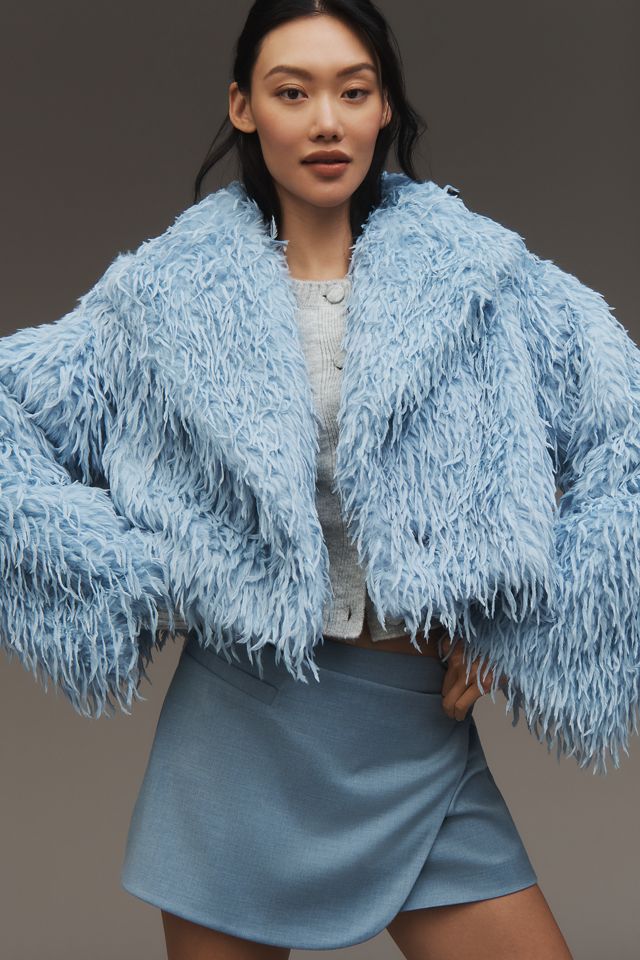 By Anthropologie Faux-Feather Fuzzy Crop Jacket #1