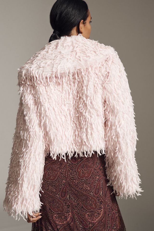 By Anthropologie Faux-Feather Fuzzy Crop Jacket