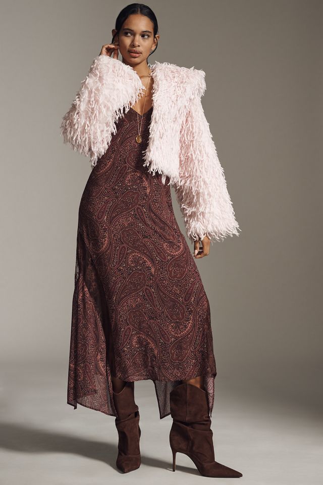 By Anthropologie Faux-Feather Fuzzy Crop Jacket